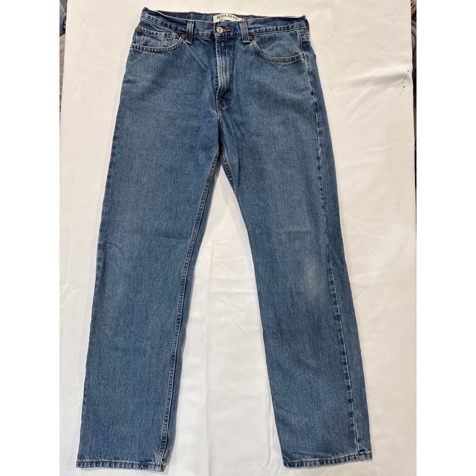 Levi's 505 Regular Fit Men's W34 L34 Blue Denim Straight Leg Jeans Zip Fly